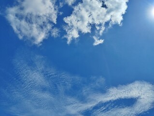White clouds with blue sky background 