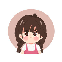 Happy cartoon cute student girl character hand draw art illustration. Premium vector design.	