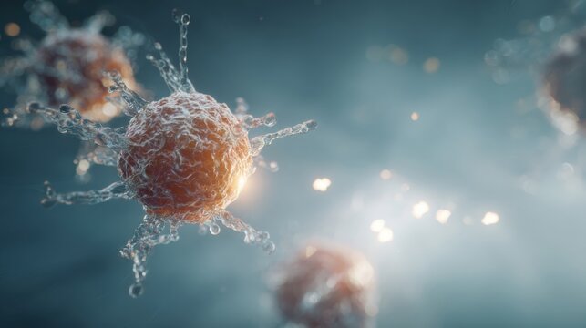 Microscopic View of Infectious Cells: Detailed Medical Visualization for Scientific and Healthcare Applications