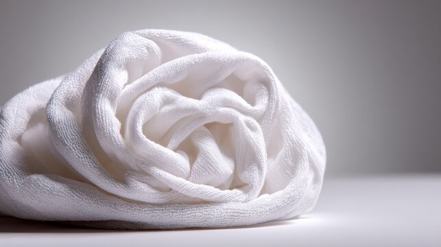 Rolled White Gauze Swathe, Symbolizing Purity, Cleanliness, or Medical Bandage in a Studio Setting