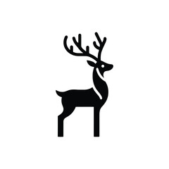 Minimalist Stag Silhouette with Elegant Antlers Vector Illustration