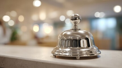 Elegant Reception Bell on Countertop: Symbol of Customer Service and Hospitality
