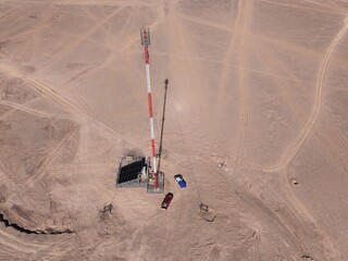 Cell Tower with Solar Panels in Atacama Desert Chile
