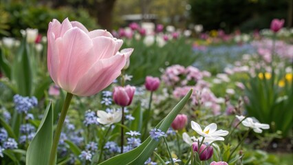 Fototapeta premium delicate pink tulip bloom