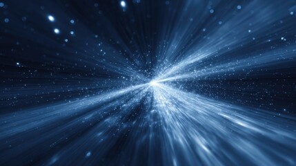 Abstract Blue Light Speed Burst: Cosmic Journey Through Time and Space, Future Technology Backdrop