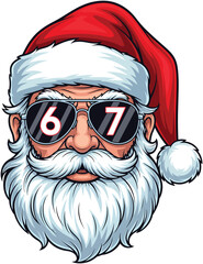 Trendy 67 Santa Claus with Sunglasses – Cool Christmas Vector Illustration