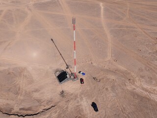 Cell Tower with Solar Panels in Atacama Desert Chile