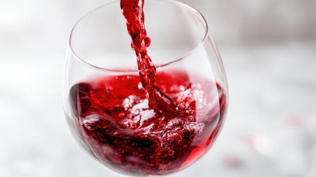 Pouring Red Wine into a Glass: Close-up of Rich Color and Elegant Presentation for Beverage Concepts
