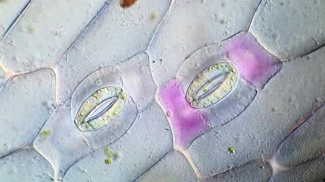 High Magnification Microscopy of Tradescantia spathacea Stomata