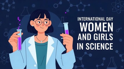 International day of women and girls in science illustration