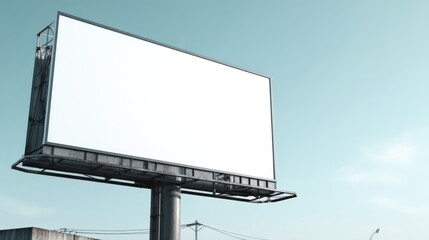 Fototapeta premium Large Blank Billboard Against a Clear Blue Sky Ready for Outdoor Advertising Campaign