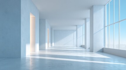 Obraz premium Bright Spacious Modern Hallway with Large Windows Offering a Minimalist and Contemporary Design Aesthetic