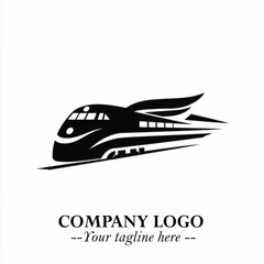 Train Moving Fast Logo Symbol in Black on the White Background with Modern Transport Design
