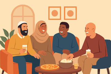 People of different faiths respectfully giving space to each other during prayer time in public park