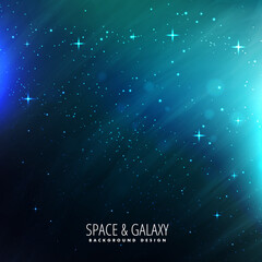 abstract background with stars  Presents a blue space and galaxy scene with "SPACE & GALAXY" text. Full-frame composition, dark blue tone. Tech style, cosmic background