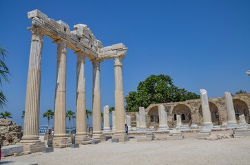 Türkiye, Side, August 25, 2025,  The Temple of Apollo in Side is one of the best-preserved ancient...