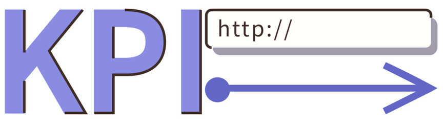 KPI text with a search bar and arrow emphasizes performance tracking, measurement, and goal achievement. Ideal for business growth, analytics, monitoring, online tools, strategy, development simple