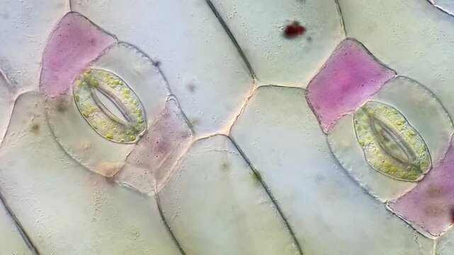 Stomata Opening and Closing on Tradescantia discolor Leaf Surface