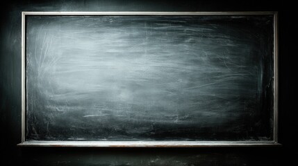 Empty Chalkboard with Wooden Frame, Ready for Message or Design Template on Dark Background