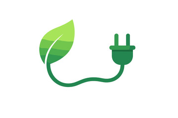 Green leaf and electrical plug concept indicating renewable energy