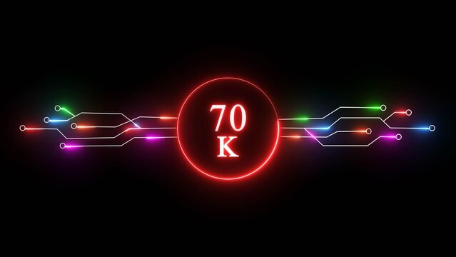 70K followers or subscribers' illustration. Promotion for social media content and digital advertising.