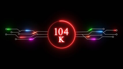 104K followers or subscribers' illustration. Promotion for social media content and digital advertising.