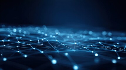 Abstract Network Connection Background with Glowing Nodes and Lines for Technology and Science Concepts