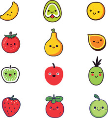 Vector Funny Fruit Icons