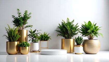 frame background with plant pots