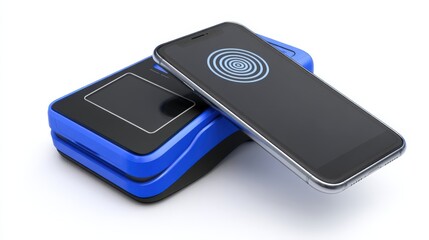 Mobile Payment Device and Smartphone Illustrating Secure Transaction Technology on White Background