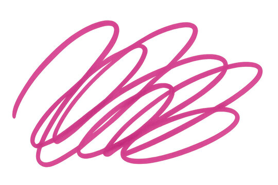 Pink scribble line drawing or doodle creating messy abstract marker strokes on transparent background