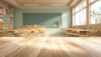Classroom Interior with Wood Surface: A Versatile Background for Education, Learning, and School-Themed Projects
