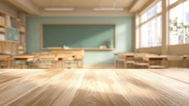 Classroom Interior with Wood Surface: A Versatile Background for Education, Learning, and School-Themed Projects