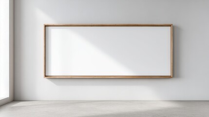 Minimalist White Frame Mockup on Textured Wall with Sunlight for Art or Advertisement Display