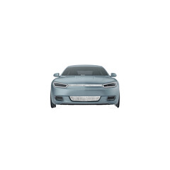 Sleek, modern light blue sedan with a minimalist design, front view