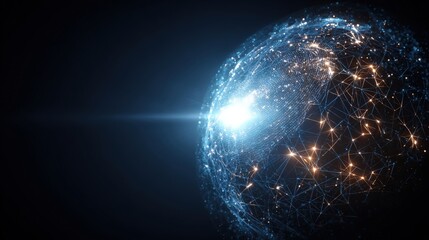 Fototapeta premium Global Network Connection: Abstract Digital Earth with Data Stream, Representing Global Communication and Technological Advancement