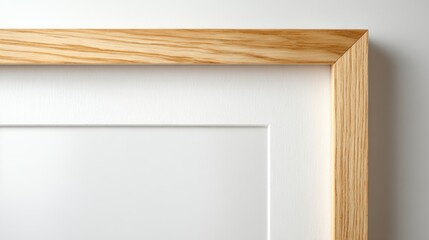Naklejka premium Close-Up of a Wooden Picture Frame with White Matting, Ideal for Mockups and Product Presentation