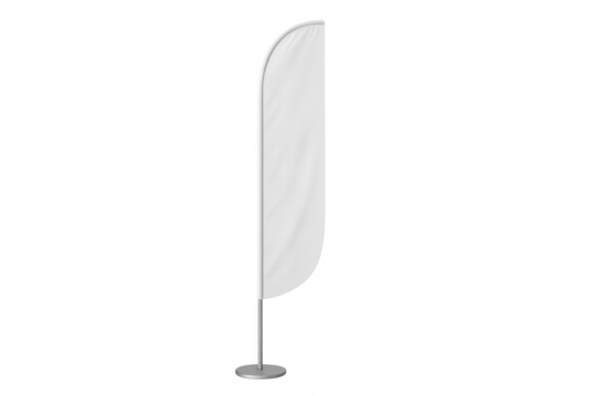 Blank white feather flag mockup for outdoor advertising, event promotion, or branding display on transparent background