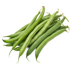 Heap of fresh green beans isolated on transparent background