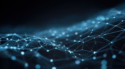 Abstract Network Connection with Blue Glowing Dots and Lines: Modern Technology Background