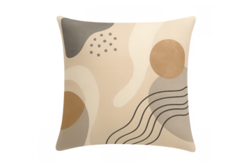 Beige pillow with abstract organic shapes design