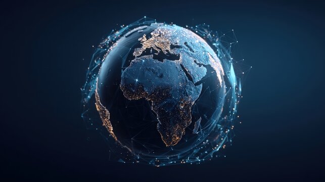 Global Network Connection: World Map with Digital Connectivity, International Communication Technology, Networking Concept