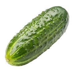 Single green cucumber isolated on transparent background