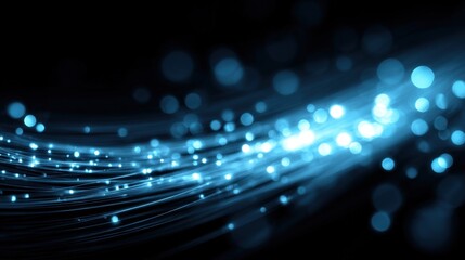 Obraz premium Dynamic Abstract Blue Light Streaks with Bokeh Effect for Modern Technology and Futuristic Designs
