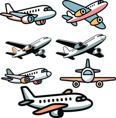 Airplane clipart with cute pastel planes in clean modern cartoon style