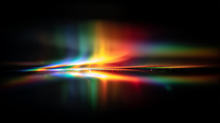 Vibrant Light Refraction on Dark Surface: Abstract Prism Spectrum Background