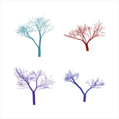 Obraz premium Colorful Tree Silhouettes on White Background Design Vector Illustration Graphic Resource