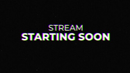 Rotation Text Animation Stream Starting Soon Glitch Broadcast Gaming suitable for pre-stream screens, gaming channels, and live event announcements.