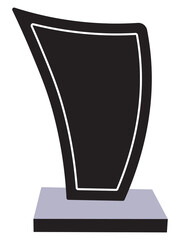 Modern curved trophy award vector illustration, sleek black and silver winning cup for business and success design