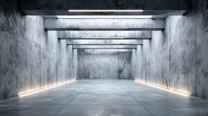 Fototapeta premium Modern Concrete Interior with Ambient Lighting, Perfect for Architectural Visualization and Creative Design Projects